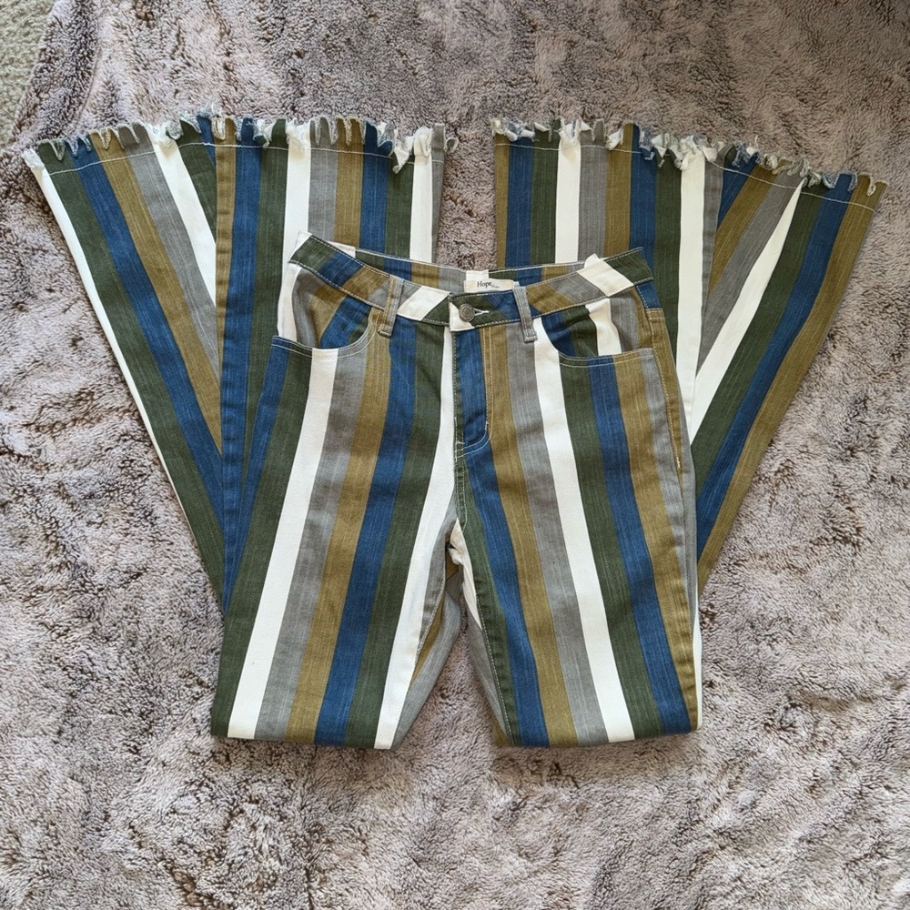 Hope's Multicolor Striped Flare Jeans - Picture 1 of 10